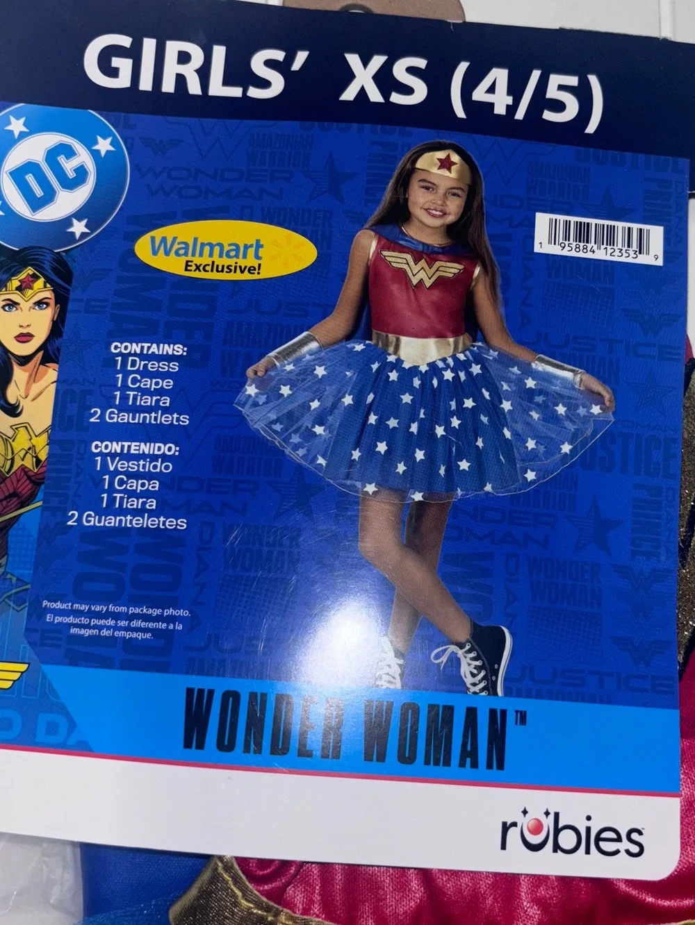 Rubie's Wonder Woman Costume in Red, Blue & Gold Girls’ XS (4/5)
